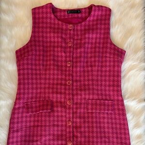 New York & Company Pink Houndstooth Mod Mini Dress